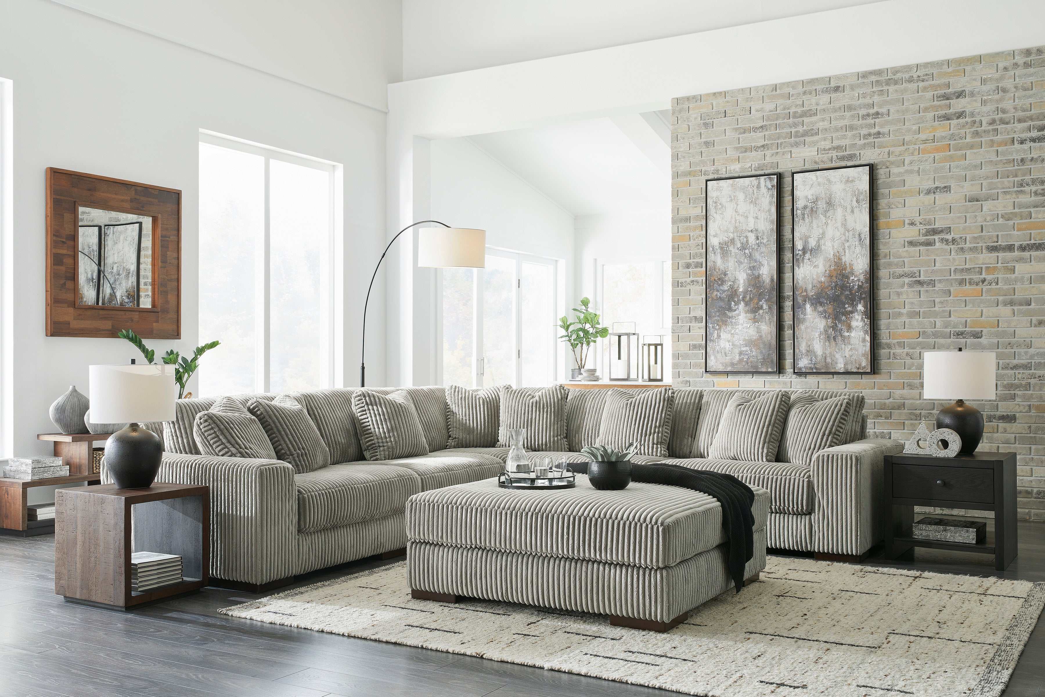 Ashley Furniture Lindyn Fog 5pc Symmetrical Sectional | Ornate Home