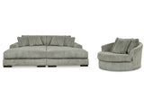 Lindyn Fog Super Chaise with Oversized Swivel Chair (Online Special Price) - Ornate Home