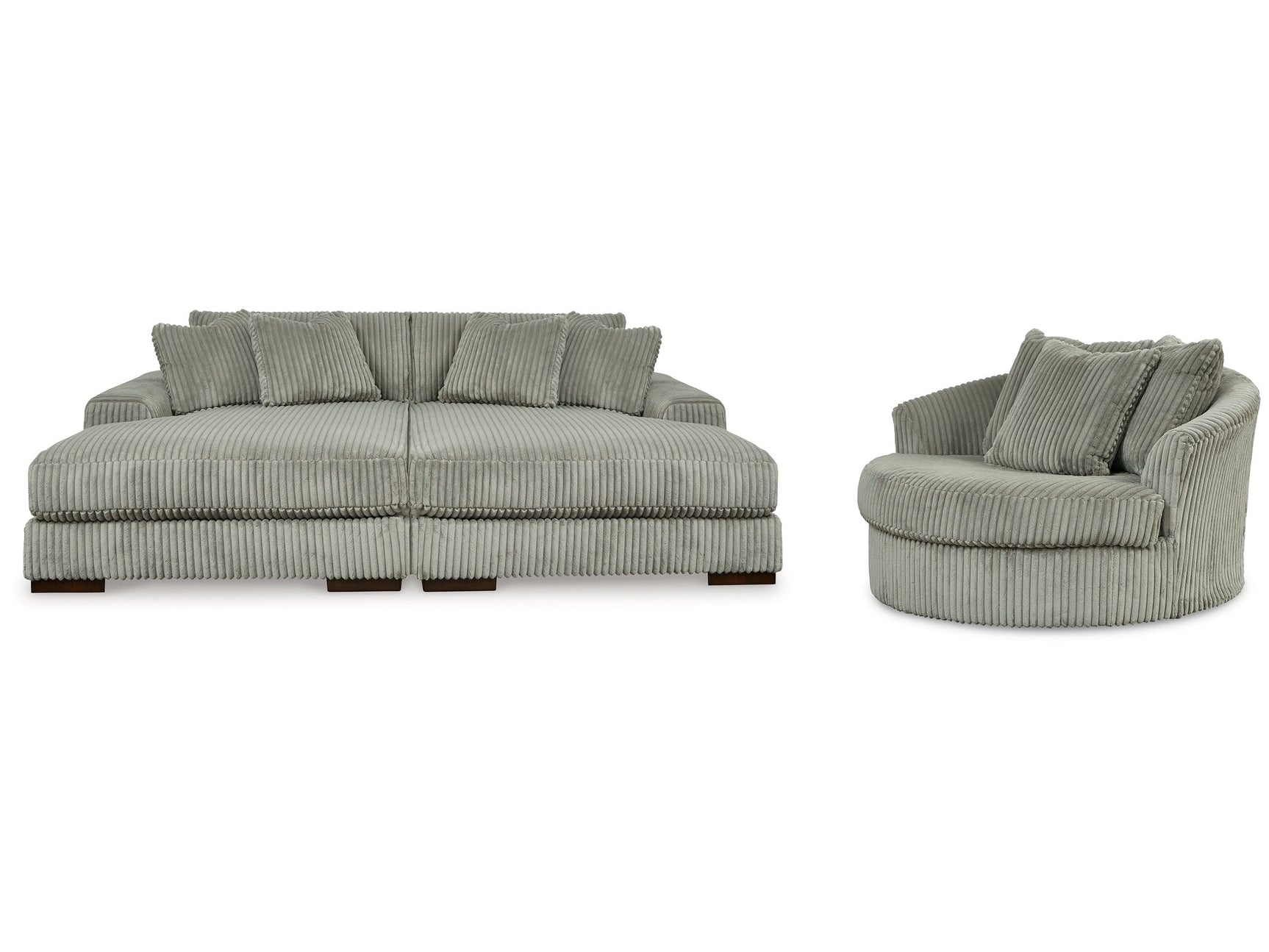 Lindyn Fog Super Chaise with Oversized Swivel Chair (Online Special Price) - Ornate Home