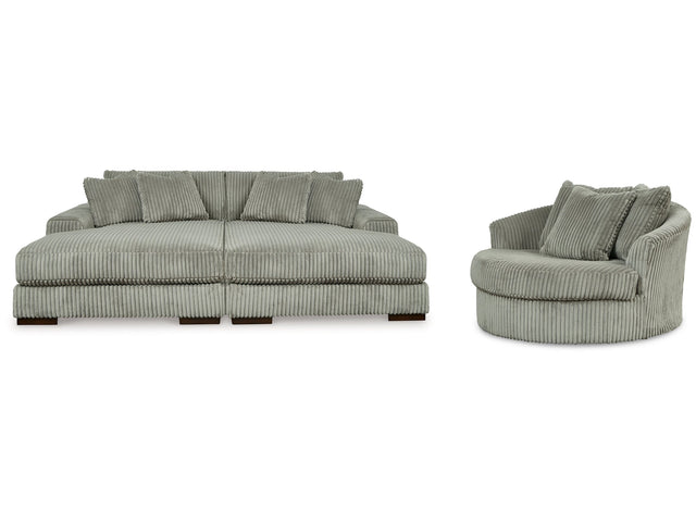 Lindyn Fog Super Chaise with Oversized Swivel Chair (Online Special Price) - Ornate Home
