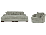 Lindyn Fog Super Chaise with Oversized Swivel Chair - Ornate Home