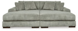 Lindyn Fog Super Chaise with Oversized Swivel Chair - Ornate Home