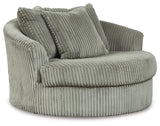 Lindyn Fog Super Chaise with Oversized Swivel Chair - Ornate Home