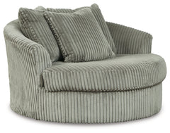Lindyn Fog Super Chaise with Oversized Swivel Chair - Ornate Home