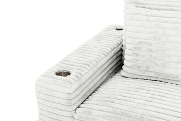 Lindyn II Ivory Jumbo Corduroy 2pc Reversible Sectional Sofa w/ Dual Cupholders & USB Ports - Ornate Home