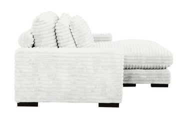 Lindyn II Ivory Jumbo Corduroy 2pc Reversible Sectional Sofa w/ Dual Cupholders & USB Ports - Ornate Home