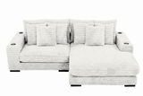 Lindyn II Ivory Jumbo Corduroy 2pc Reversible Sectional Sofa w/ Dual Cupholders & USB Ports - Ornate Home