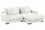 Lindyn II Ivory Jumbo Corduroy 2pc Reversible Sectional Sofa w/ Dual Cupholders & USB Ports - Ornate Home