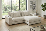 Lindyn II Ivory Jumbo Corduroy 2pc Reversible Sectional Sofa w/ Dual Cupholders & USB Ports - Ornate Home