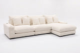 Lindyn II Ivory Jumbo Corduroy 3pc Reversible Sectional Sofa w/ Dual Cupholders & USB Ports - Ornate Home