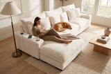 Lindyn II Ivory Jumbo Corduroy 3pc Reversible Sectional Sofa w/ Dual Cupholders & USB Ports - Ornate Home
