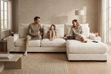 Lindyn II Ivory Jumbo Corduroy 3pc Reversible Sectional Sofa w/ Dual Cupholders & USB Ports - Ornate Home