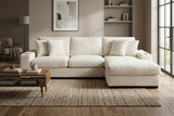 Lindyn II Ivory Jumbo Corduroy 3pc Reversible Sectional Sofa w/ Dual Cupholders & USB Ports - Ornate Home