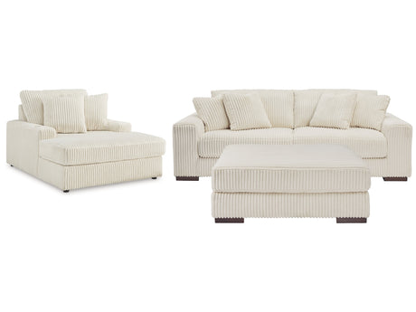 Lindyn Ivory 2-Piece Sectional, Chaise and Oversized Ottoman - Ornate Home