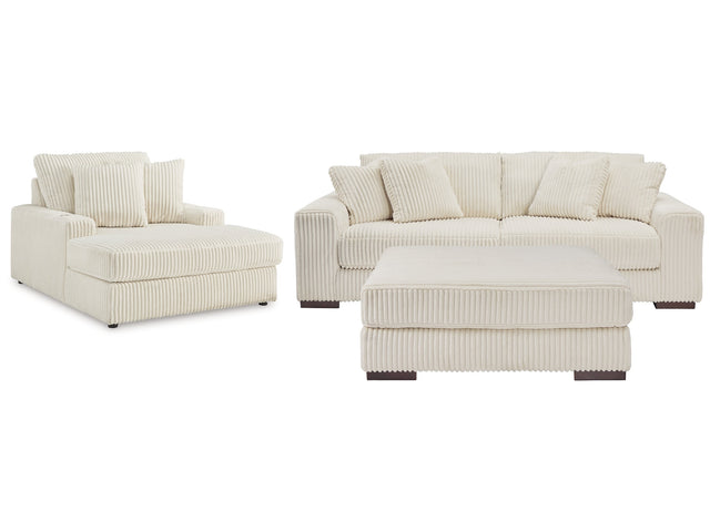 Lindyn Ivory 2-Piece Sectional, Chaise and Oversized Ottoman - Ornate Home