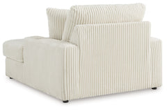 Lindyn Ivory Chaise w/ 2 Cup Holders & USB Charging Port - Ornate Home