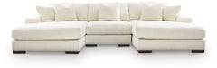 Lindyn Ivory 3-Piece Sectional with Double Chaise - Ornate Home