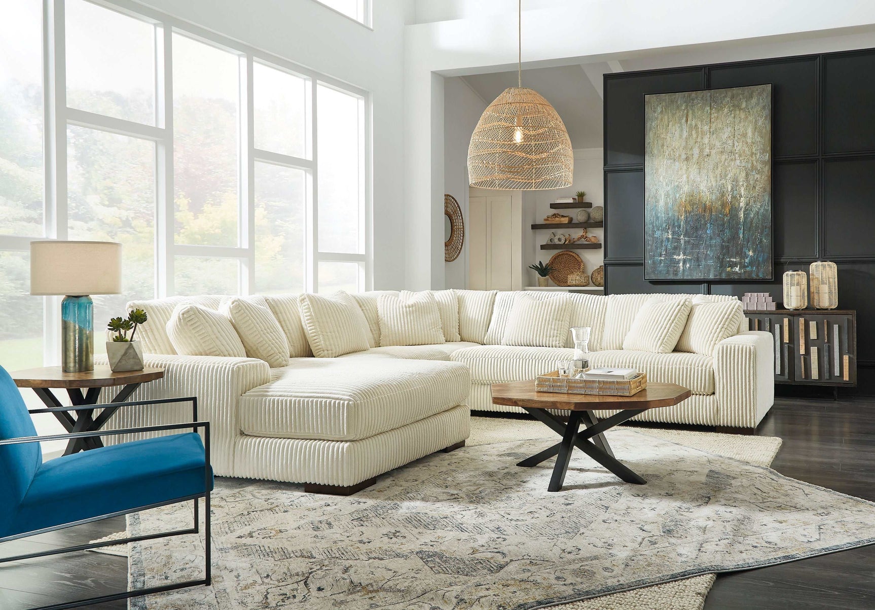 Lindyn Ivory 5pc LAF Chaise Sectional (Online Special Price) - Ornate Home