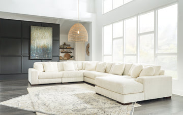 Lindyn Ivory 6-Piece Sectional with Chaise and Ottoman - Ornate Home