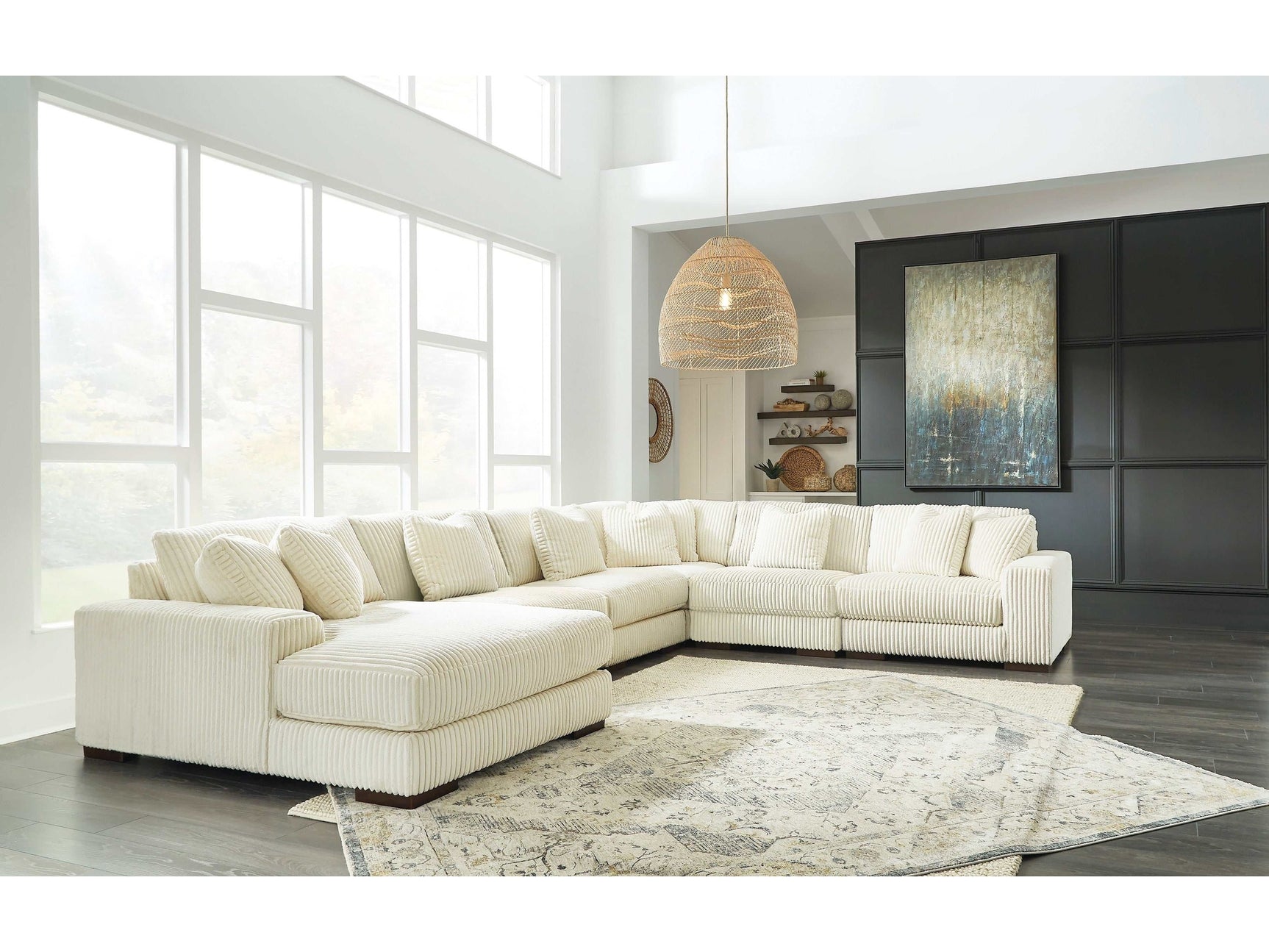 Lindyn Ivory 6pc LAF Chaise Sectional - Ornate Home