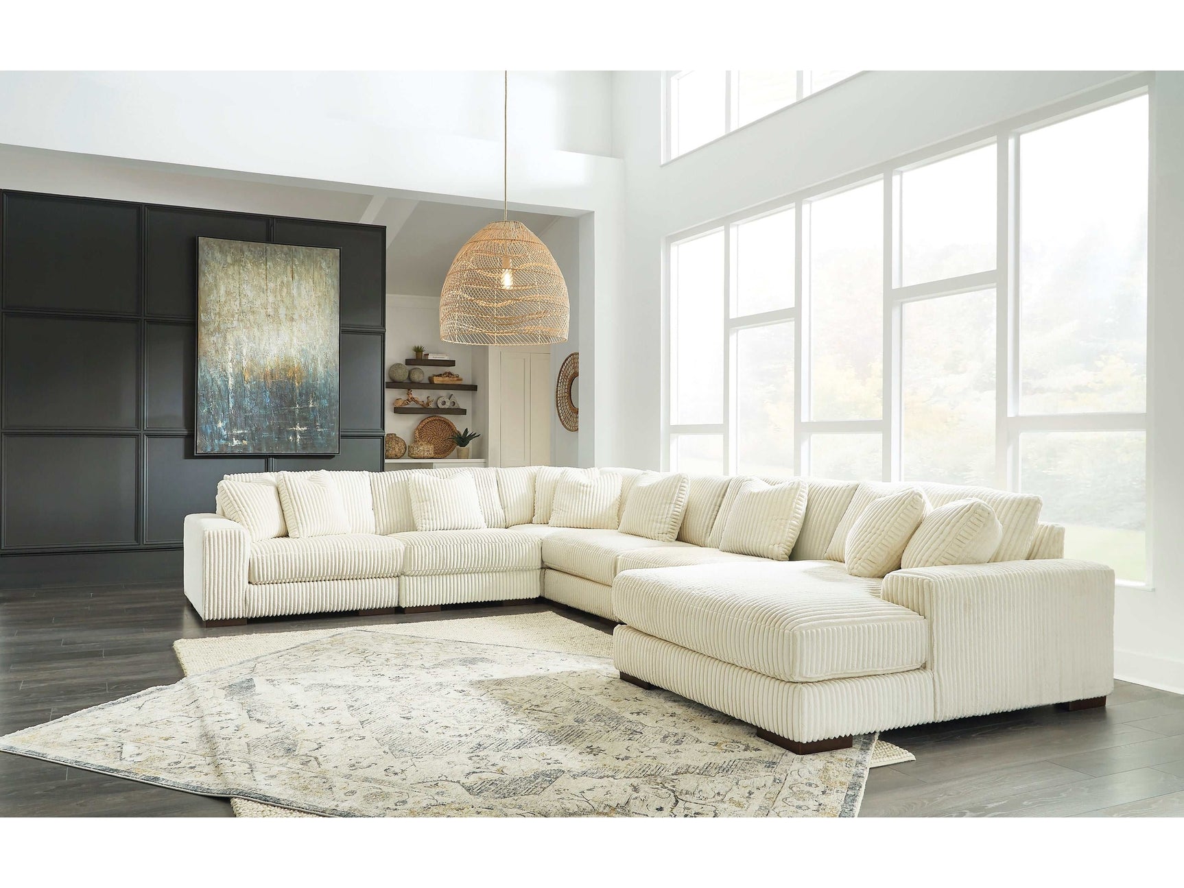 Lindyn Ivory 6pc RAF Chaise Sectional (Online Special Price) - Ornate Home