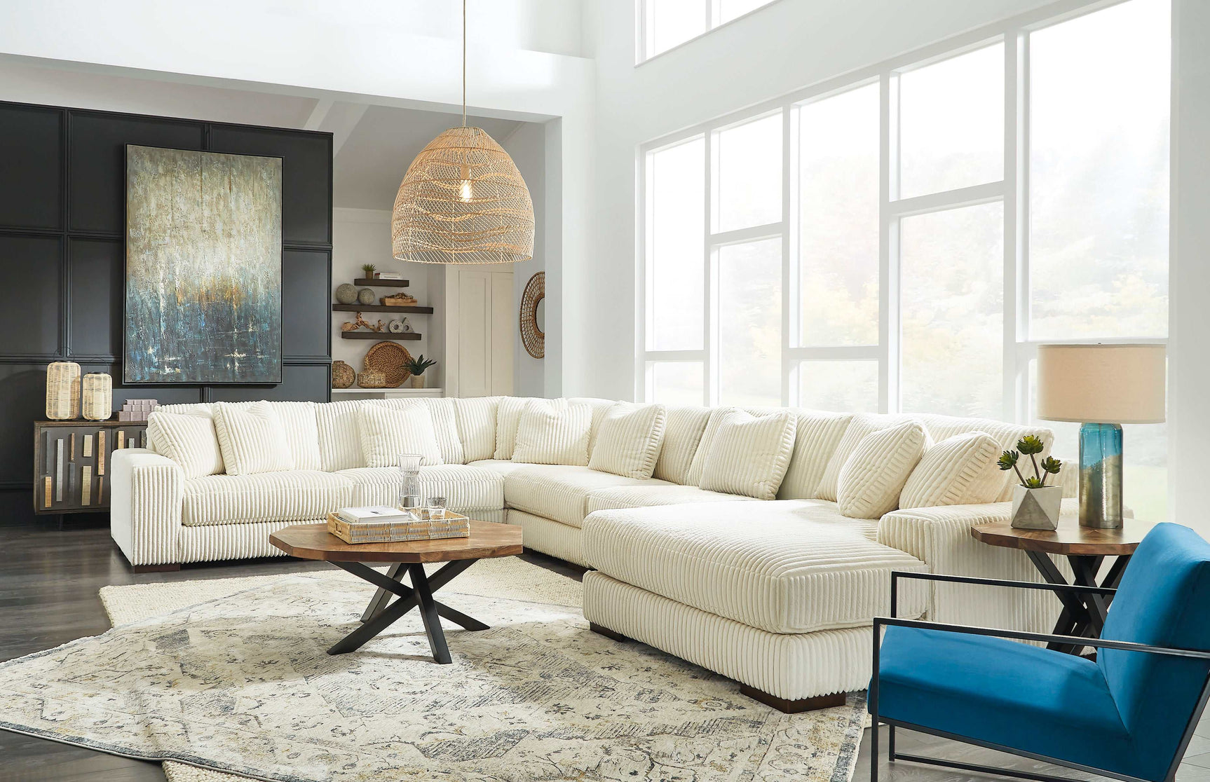 Lindyn Ivory 6pc RAF Chaise Sectional (Online Special Price) - Ornate Home