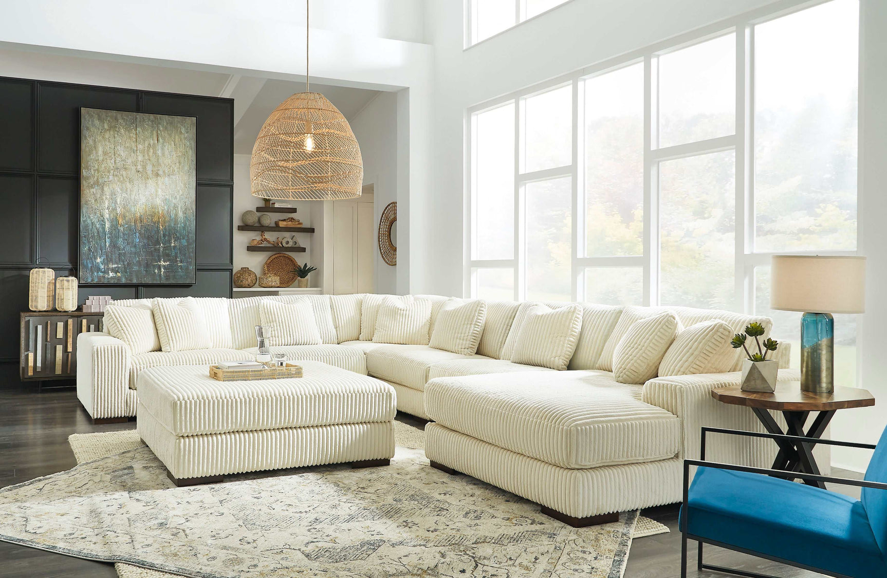 Lindyn Ivory 6pc RAF Chaise Sectional (Online Special Price) - Ornate Home