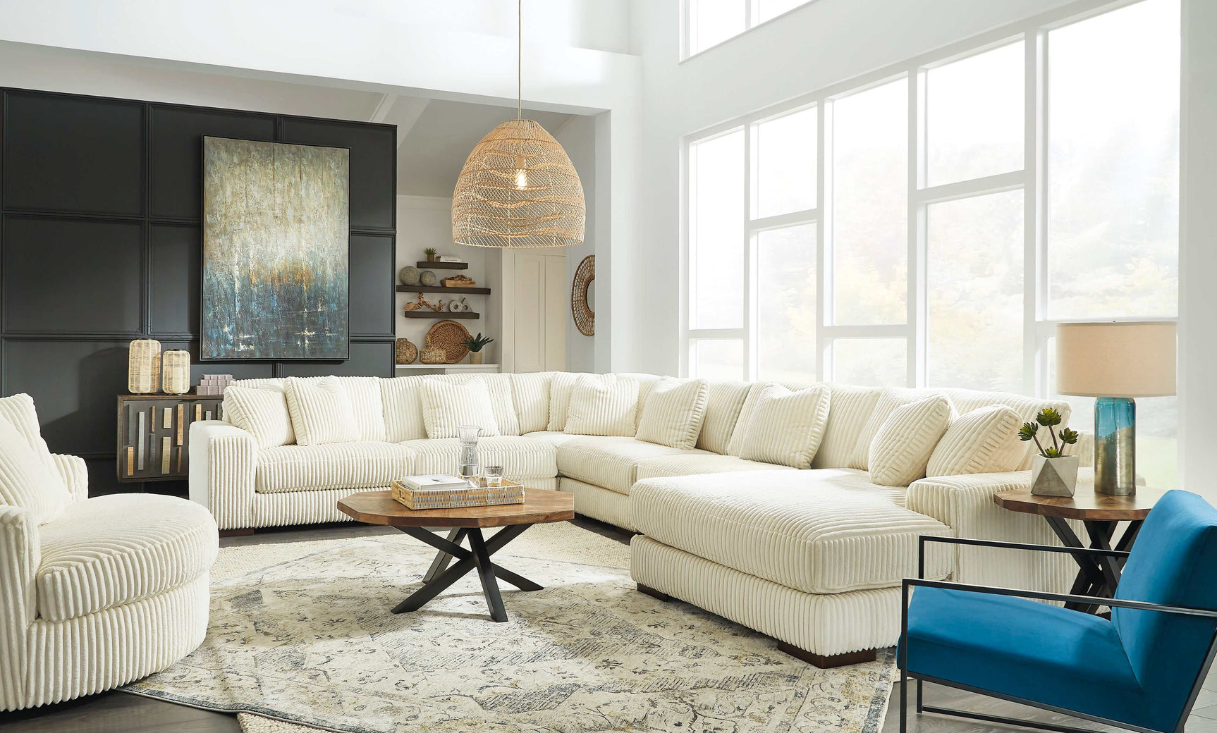 Lindyn Ivory 6pc RAF Chaise Sectional (Online Special Price) - Ornate Home
