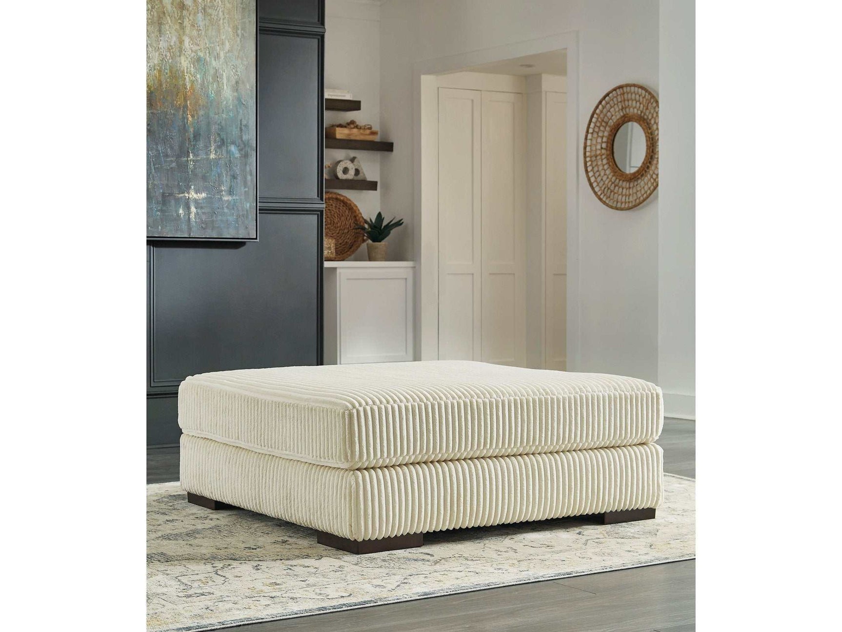 Lindyn Ivory Oversized Accent Ottoman (Online Special Price) - Ornate Home