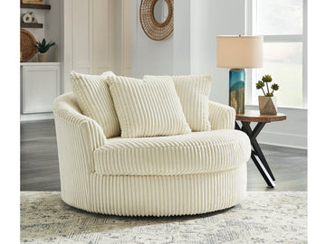 Lindyn Ivory Oversized Swivel Accent Chair - Ornate Home