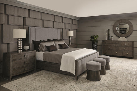 Linea Cerused Charcoal/Grey Panel King Bed - Ornate Home