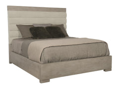 Linea Cerused Greige/Grey Panel Curved Wingback King Bed - Ornate Home