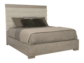Linea Cerused Greige/Grey Panel Curved Wingback King Bed - Ornate Home