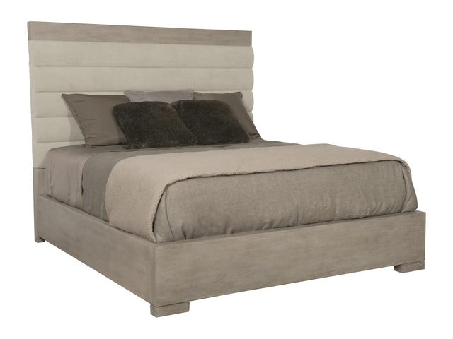 Linea Cerused Greige/Grey Panel Curved Wingback King Bed - Ornate Home