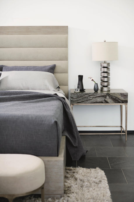 Linea Cerused Greige/Grey Panel King Bed - Ornate Home