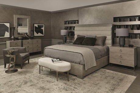 Linea Cerused Greige/Grey Panel King Bed - Ornate Home
