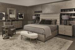 Linea Cerused Greige Queen Panel Bed - Ornate Home