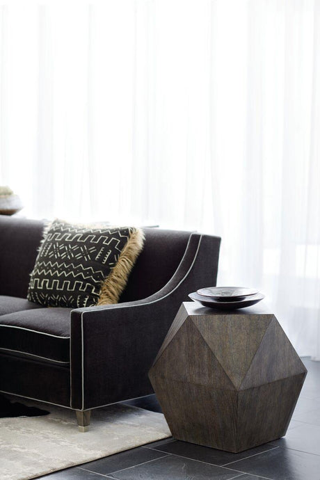 Linea Polyhedron Cerused Charcoal Side Table - Ornate Home