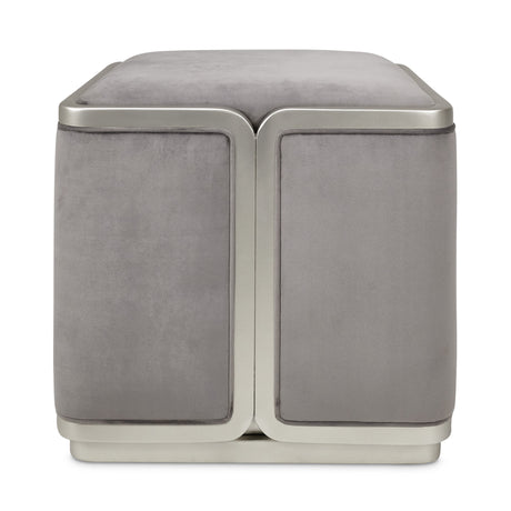 Linea Silver Mist/Gray Pearl Ottoman - Ornate Home