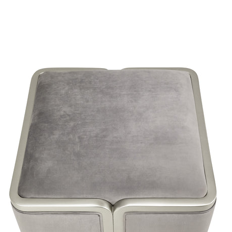 Linea Silver Mist/Gray Pearl Ottoman - Ornate Home