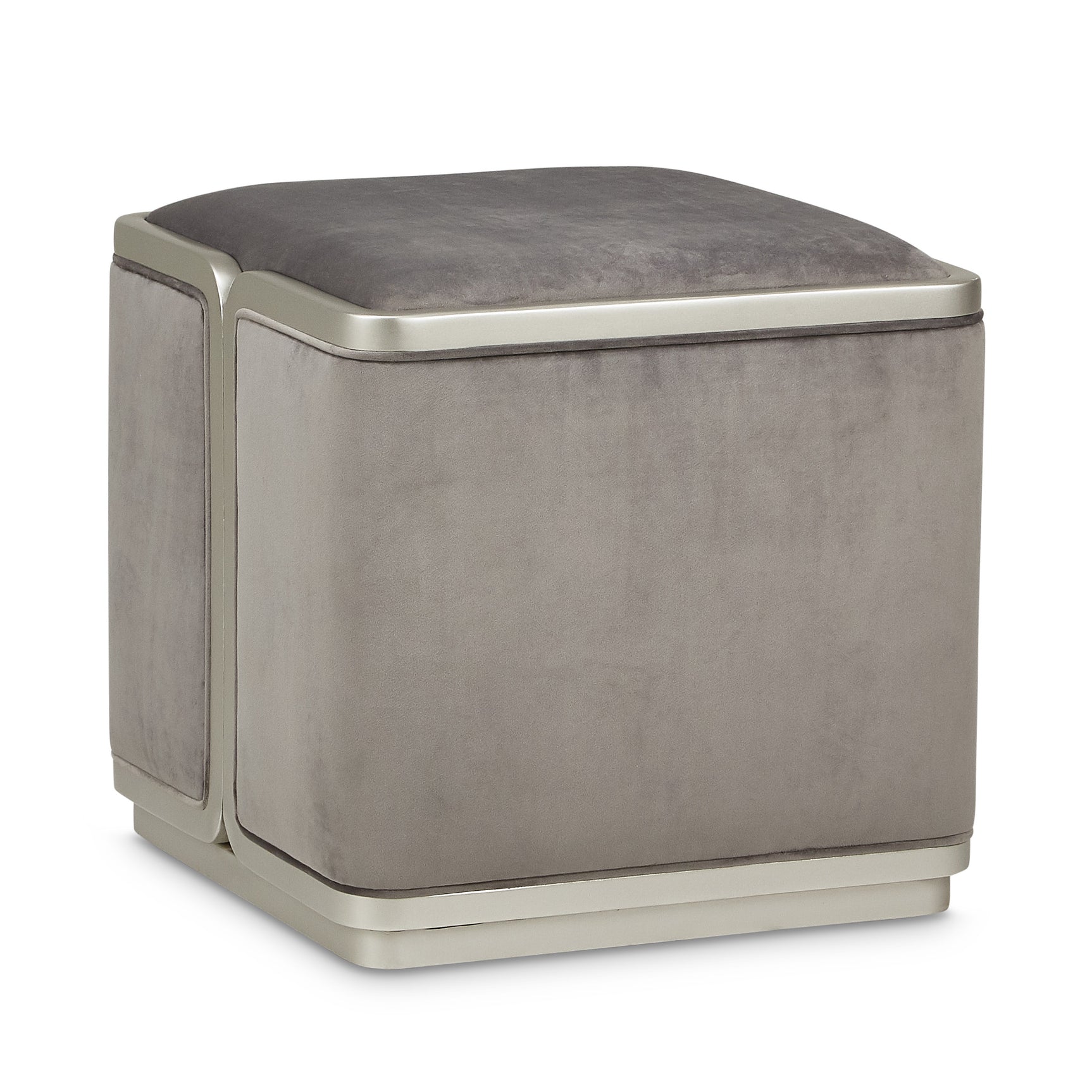 Linea Silver Mist/Gray Pearl Ottoman - Ornate Home