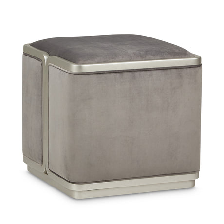 Linea Silver Mist/Gray Pearl Ottoman - Ornate Home
