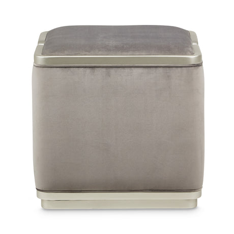 Linea Silver Mist/Gray Pearl Ottoman - Ornate Home