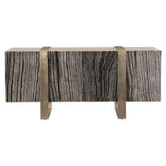 Linea Textured Graphite/Black Forest Marble/Cerused Greige Entertainment Credenza - Ornate Home
