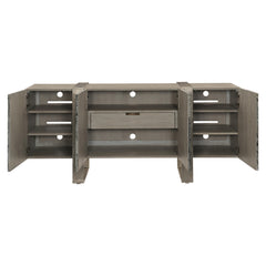 Linea Textured Graphite/Black Forest Marble/Cerused Greige Entertainment Credenza - Ornate Home