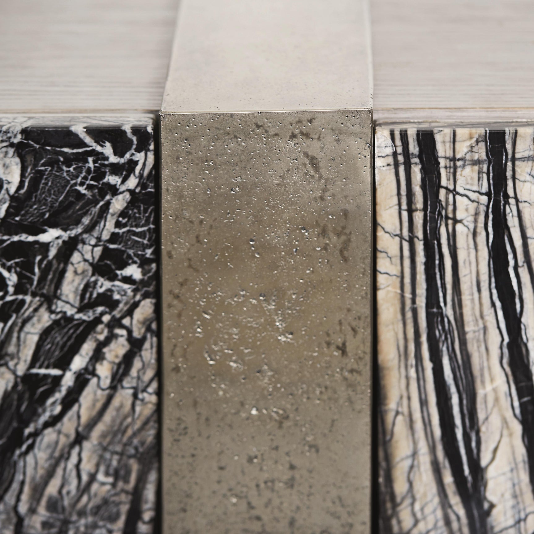 Linea Textured Graphite/Black Forest Marble/Cerused Greige Entertainment Credenza - Ornate Home