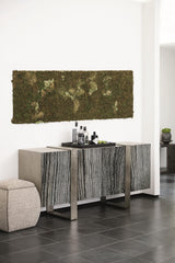 Linea Textured Graphite/Black Forest Marble/Cerused Greige Entertainment Credenza - Ornate Home