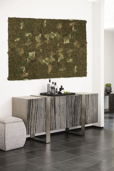 Linea Textured Graphite/Black Forest Marble/Cerused Greige Entertainment Credenza - Ornate Home