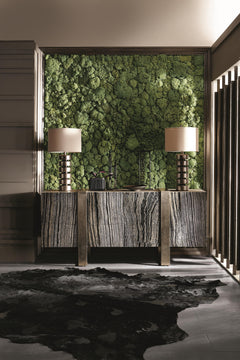 Linea Textured Graphite/Black Forest Marble/Cerused Greige Entertainment Credenza - Ornate Home
