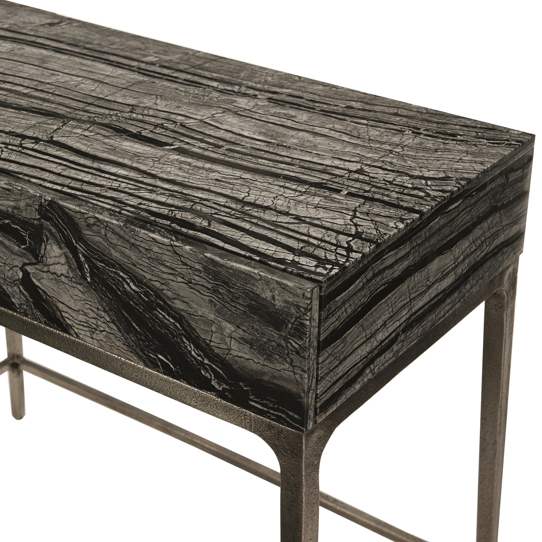 Linea Textured Graphite/Black Forest Marble Nightstand - Ornate Home